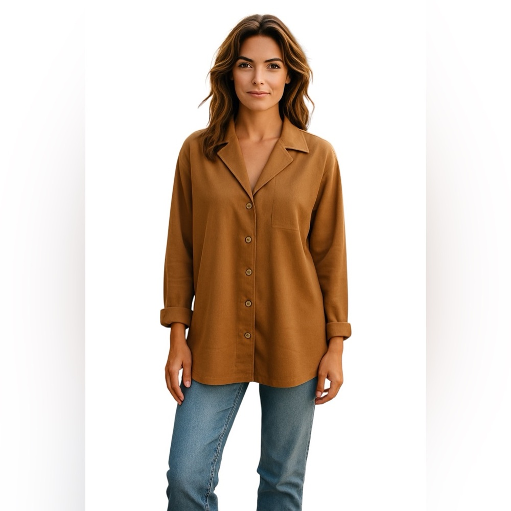 VINTAGE COLDWATER CREEK FAUX SUEDE JACKET/SHACKET, Camel Brown, See Measurements